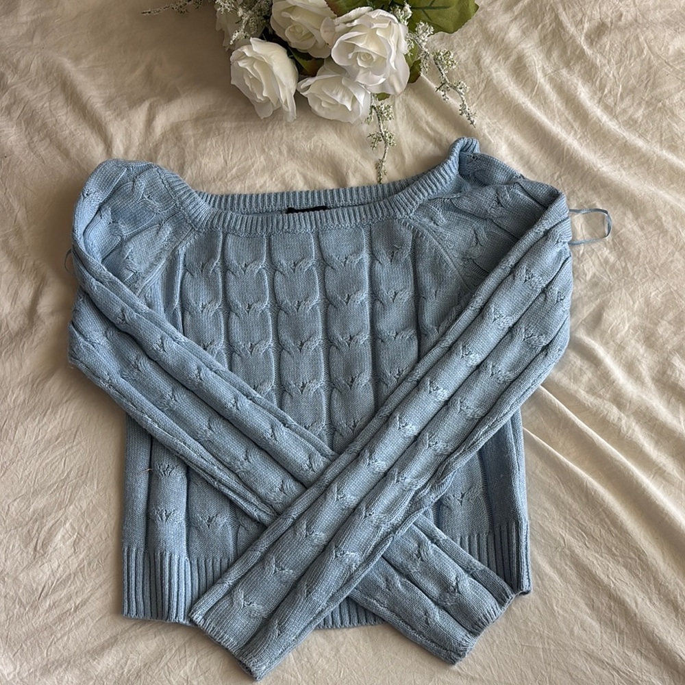 Light Blue Cable Knit Sweater
